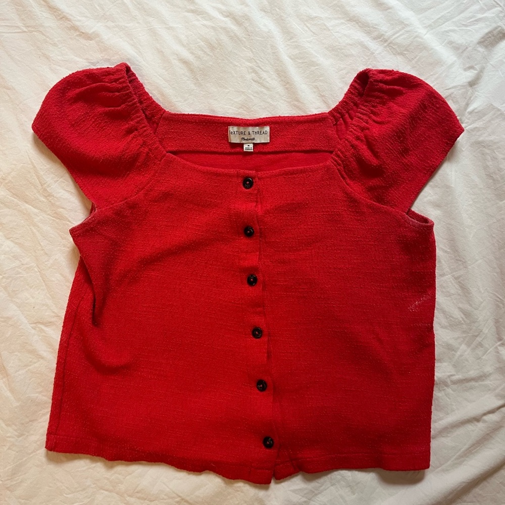 Red Button-Up Top